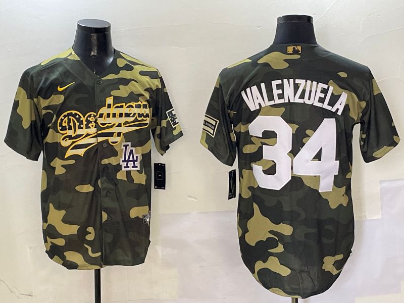 Men Los Angeles Dodgers #34 Valenzuela Camo Joint Name 2025 Nike MLB Jersey style 12->los angeles dodgers->MLB Jersey